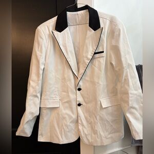 Classic White Blazer with Black Accents